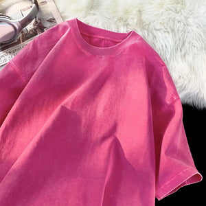 Gothic Washed Smoky Style T-Shirt Pink, XS - Streetwear T-Shirts - Slick Street