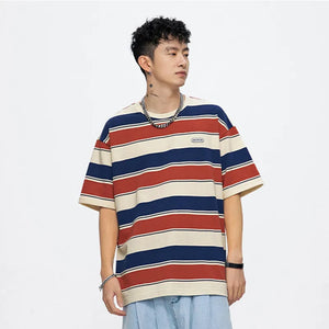 SQ2 Multi Striped Color Loose T-Shirt , - Streetwear T-Shirts - Slick Street