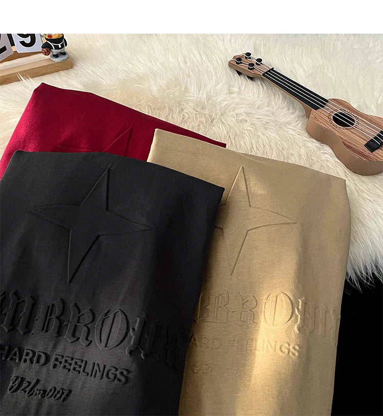 No Hard Feelings Star Polygons Embossed T-shirt , - Streetwear T-Shirts - Slick Street