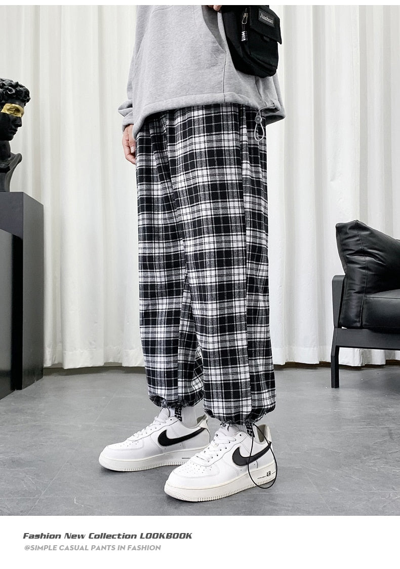 Black And White Checkered Pattern Pants ,  - Streetwear Pants - Slick Street