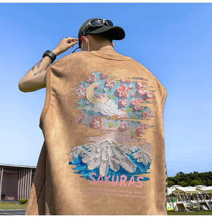 SAKURAS Colorful Scenery Painting T-Shirt , - Streetwear T-Shirts - Slick Street