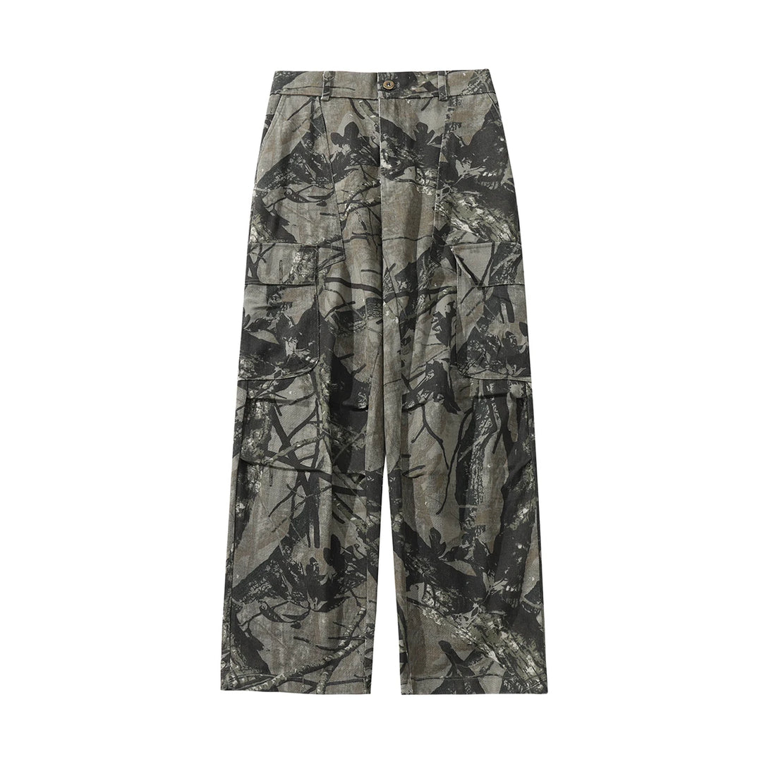 Black Camo Leaf Pattern Pants XXS, Black - Streetwear Pants - Slick Street