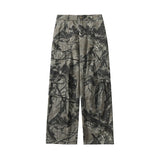 Black Camo Leaf Pattern Pants XXS, Black - Streetwear Pants - Slick Street