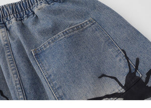 Tarantula Spider Graphic Denim Shorts ,  - Streetwear Shorts - Slick Street