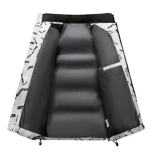 Writing Style Two Tone Zipper Padded Jacket ,  - Streetwear Jacket - Slick Street