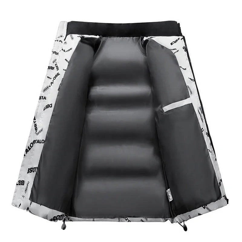 Writing Style Two Tone Zipper Padded Jacket ,  - Streetwear Jacket - Slick Street