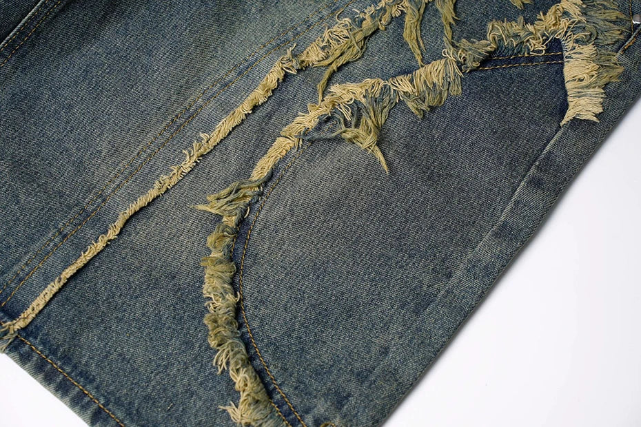 Vintage Loose Distressed Denim Shorts , - Streetwear Shorts - Slick Street