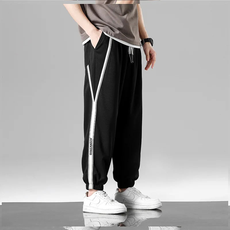 Side Stripe Design Ankle Length Pants ,  - Streetwear Pants - Slick Street