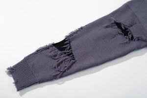 Skull Star Knitted Sweatshirt , - Streetwear Sweatshirts - Slick Street