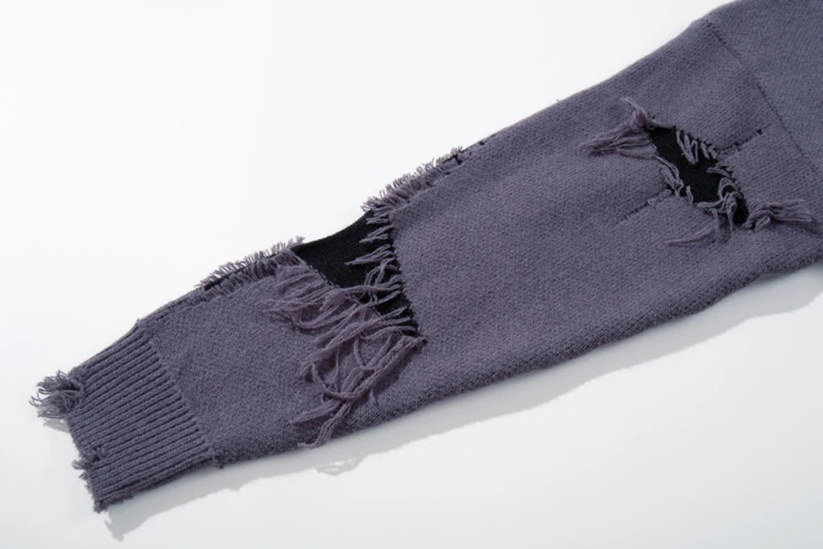 Skull Star Knitted Sweatshirt , - Streetwear Sweatshirts - Slick Street