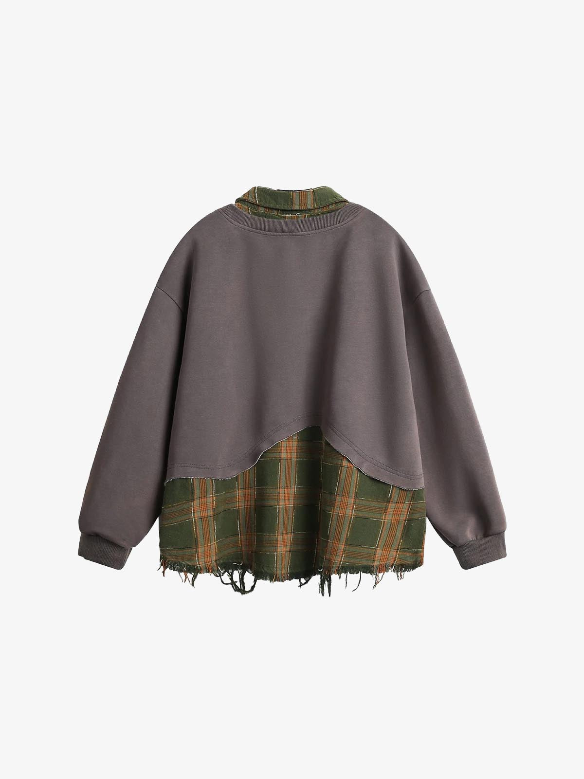 SP Two Pieces Plaid Pullover Sweatshirt , - Streetwear Sweatshirts - Slick Street