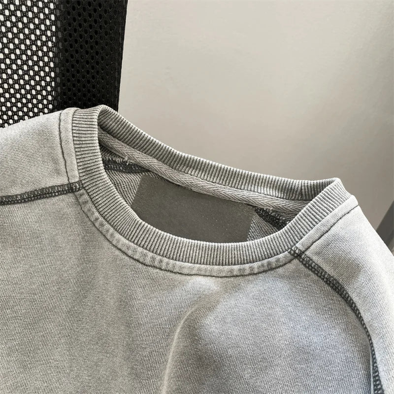 Gray Color Stripes Loose Sweater , - Streetwear Sweater - Slick Street