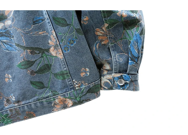 Vintage Floral Abstract Art Denim Jacket , - Streetwear Jacket - Slick Street