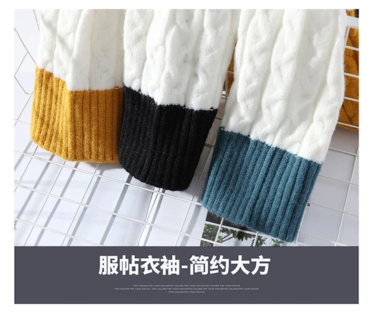 Chunky Twist Color Block Sweater , - Streetwear Sweater - Slick Street