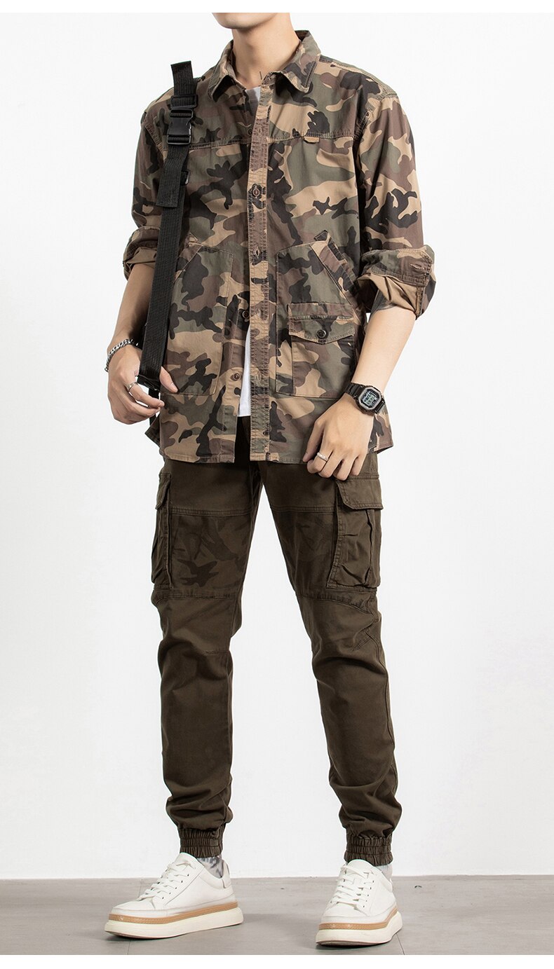 Classic Safari Camo Style Patch Pocket Jacket ,  - Streetwear Jacket - Slick Street