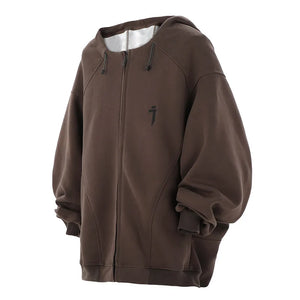 Alien 'i' Techwear Hoodie Coffee, XS - Streetwear Hoodie - Slick Street