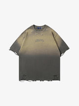 Tie-Die Metal Star Ripped T-Shirt Gray, S - Streetwear T-Shirts - Slick Street