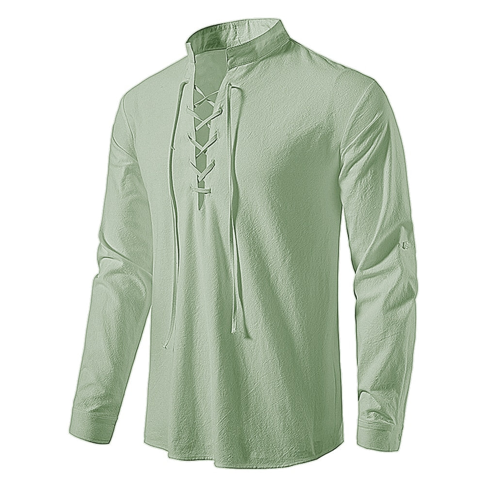 V Placket Lattice Lacing Style T-Shirt light green, S - Streetwear T-Shirt - Slick Street