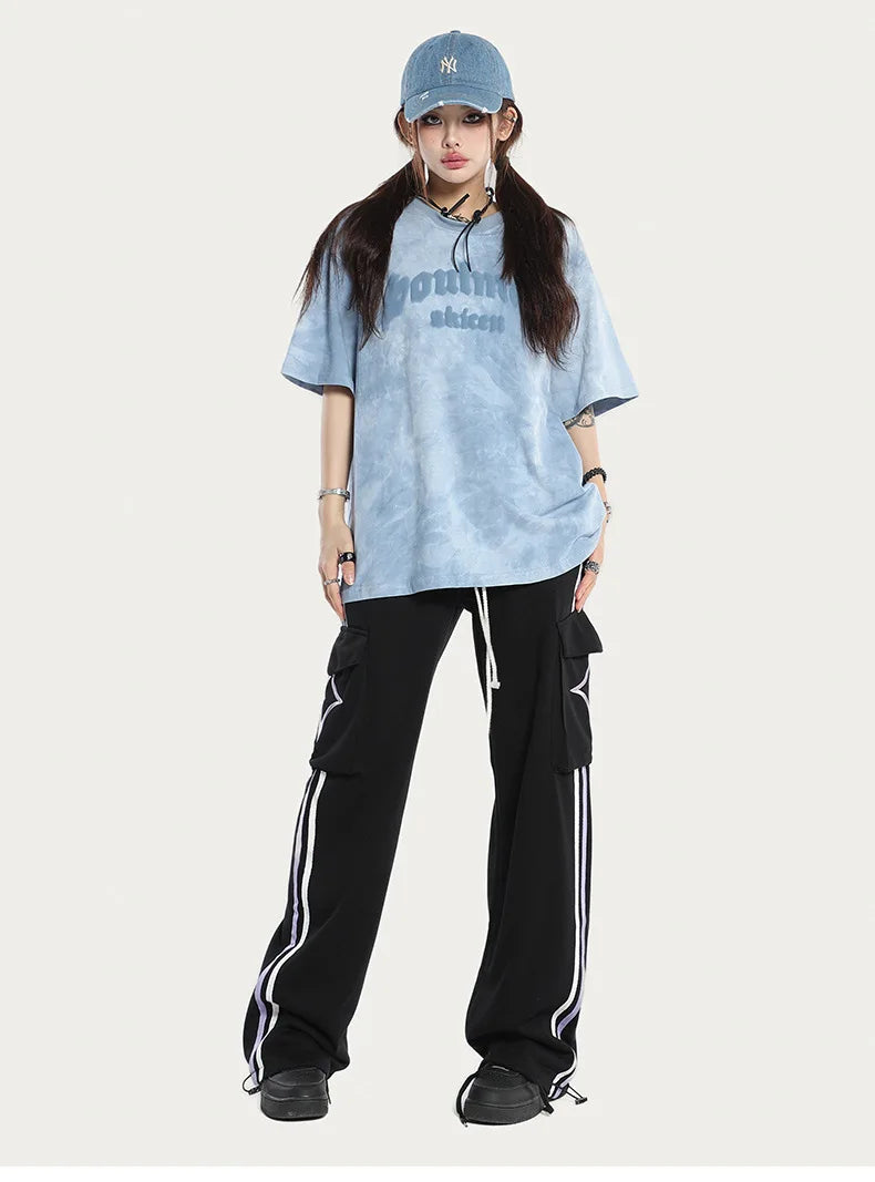 Soulmate Tie Die O-Neck Loose T-Shirt , - Streetwear T-Shirts - Slick Street