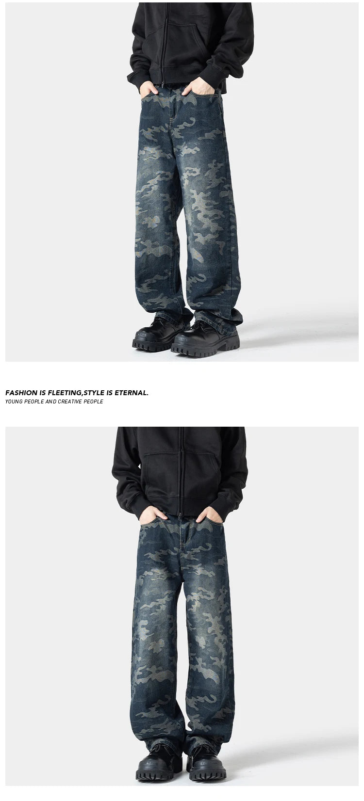 Camouflage Wide Leg Pants , - Streetwear Pants - Slick Street
