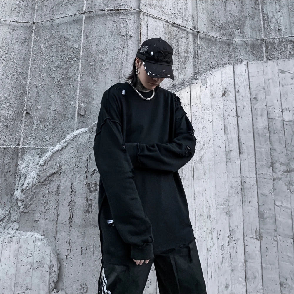Distressed Gothic Sweatshirt , - Streetwear Sweatshirts - Slick Street