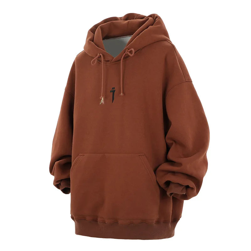 Plain Color Knit Style Pullover Hoodie Orange, M - Streetwear Hoodie - Slick Street