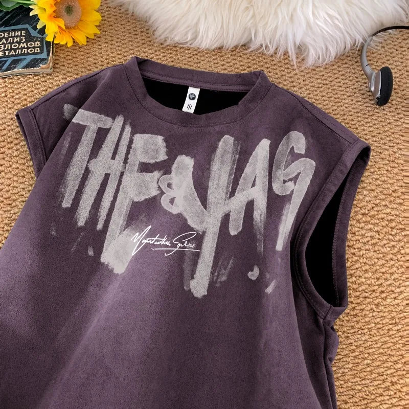 Basketball Vest Sleeveless Loose T-Shirt Purple, XS - Streetwear T-Shirt - Slick Street