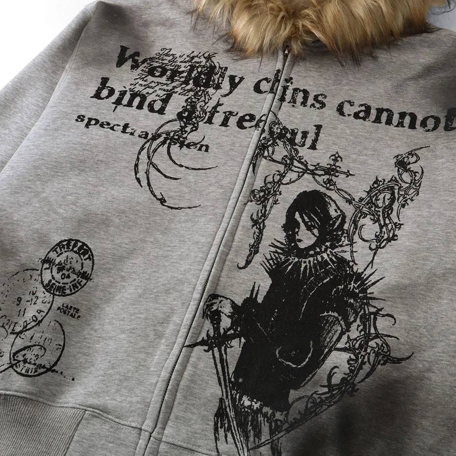 Sinful Fur Collar Hoodie , - Streetwear Hoodie - Slick Street