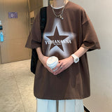 YUEHANANNA Double Shaded Star Graphic T-Shirt Brown, M - Streetwear T-Shirts - Slick Street