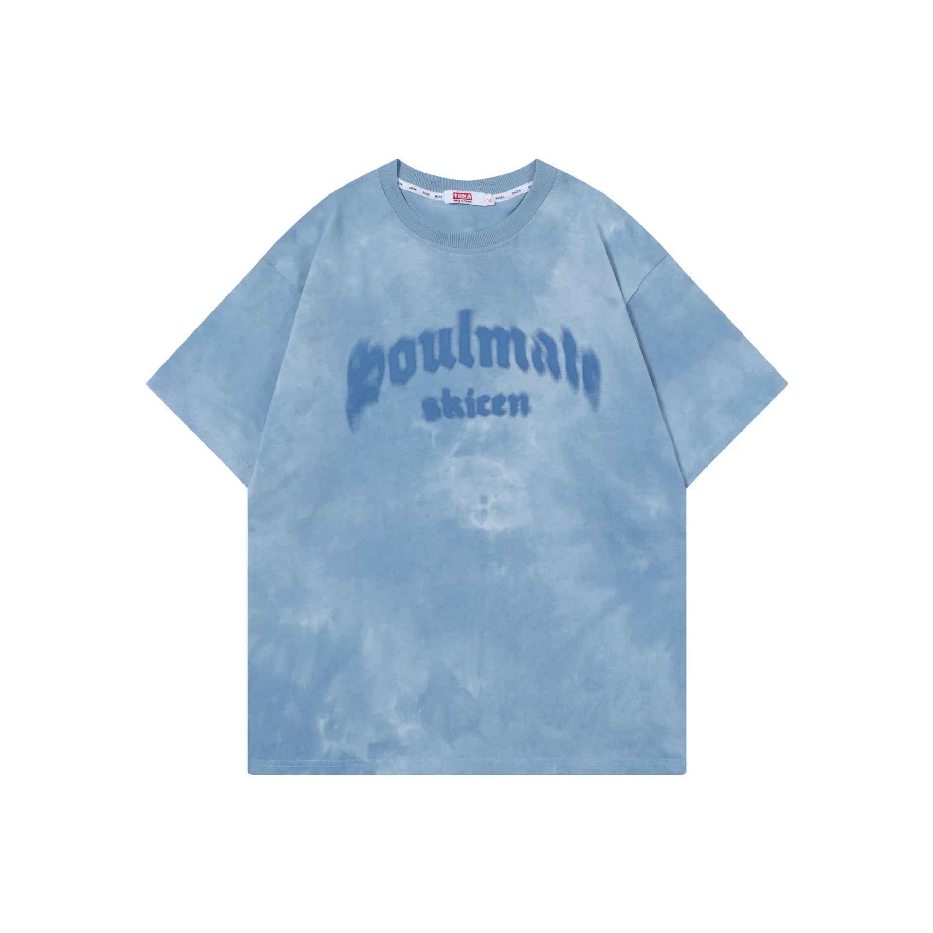 Soulmate Tie Die O-Neck Loose T-Shirt Blue, XS - Streetwear T-Shirt - Slick Street