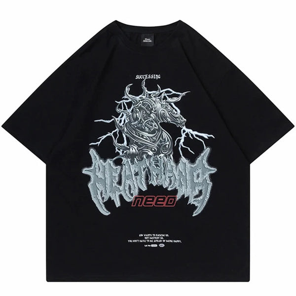 Successing Lighting Dragon Monster Loose T-Shirt ,  - Streetwear T-Shirt - Slick Street