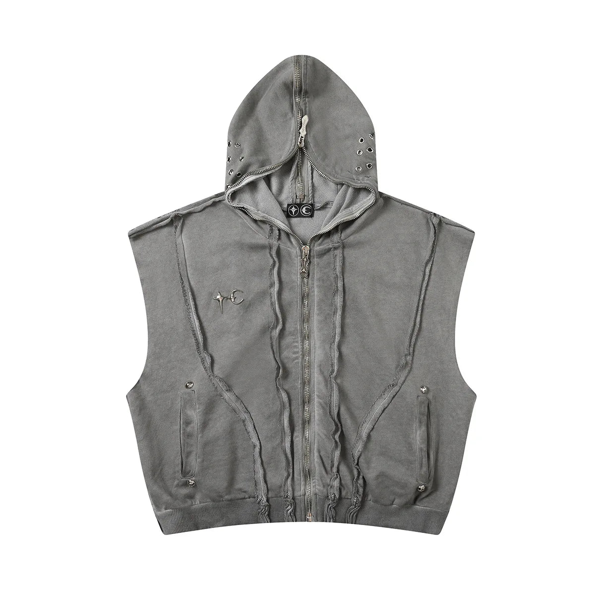 Punk Rock Gothic Ripped Style Sleeveless Hoodie – Slick Street