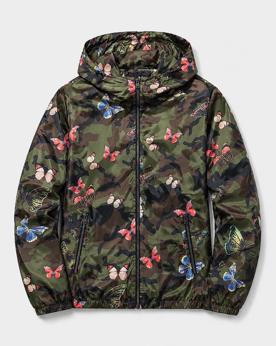 Butterfly Camo Windbreaker Green, XS - Streetwear Jackets - Slick Street