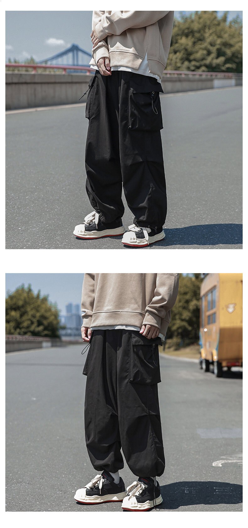 Straight Elastic Ankle Style Baggy Pants ,  - Streetwear Pants - Slick Street