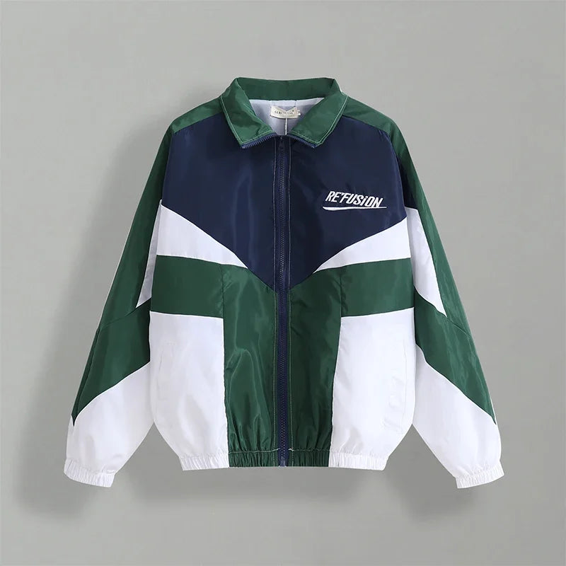 Refusion Color Block Bomber Jacket Blue, XXS - Streetwear Jacket - Slick Street