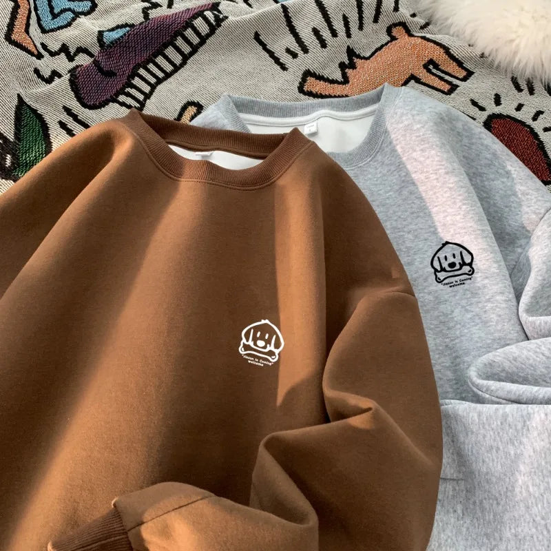 Cute Dog Graphic Waffle Fabric Sweater ,  - Streetwear Sweater - Slick Street