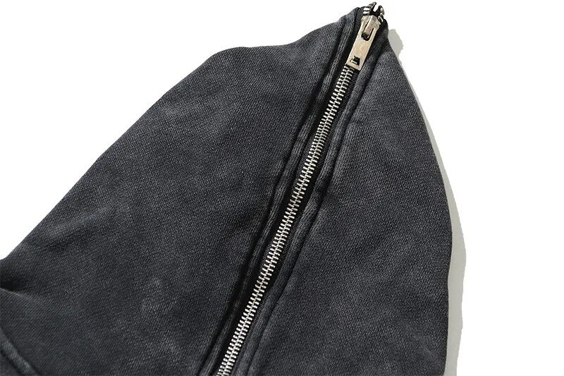 Dusty Black Color Classical Zipper Hoodie ,  - Streetwear Hoodie - Slick Street