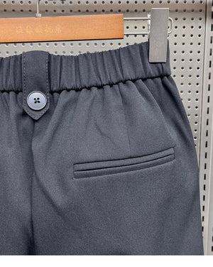 Wrinkled High Waist Button-Up Pants , - Streetwear Pants - Slick Street