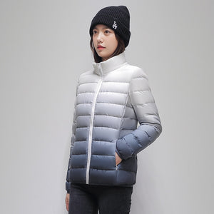 Duplex Ombre Ultra Light Puffer Jacket Black, S - Streetwear Jacket - Slick Street