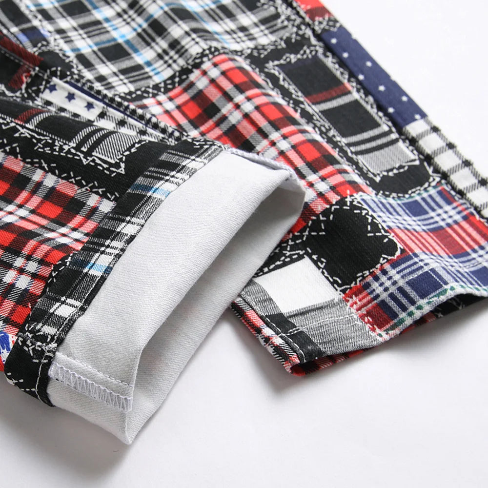 Plaid Digital Multi Patches Pants , - Streetwear Pants - Slick Street