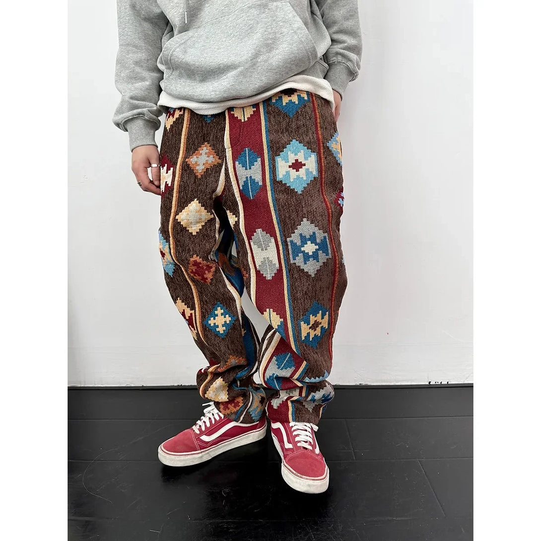 Geometric Retro Ethnic Style Pants ,  - Streetwear Pants - Slick Street