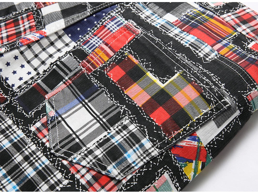 Plaid Digital Multi Patches Pants , - Streetwear Pants - Slick Street