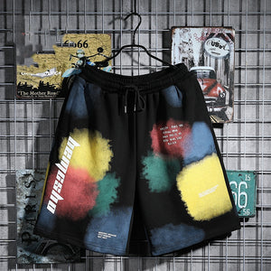 BEMCSHO Gym Workout Grunge Splatter Shorts Black, XS - Streetwear Shorts - Slick Street