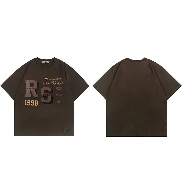 1998 Share My Life Loose T-Shirt Brown, XS - Streetwear T-Shirt - Slick Street