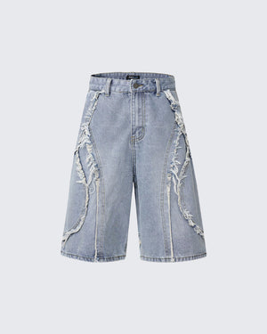 Vintage Loose Distressed Denim Shorts , - Streetwear Shorts - Slick Street