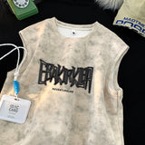 EBAK Tie-dye Sleeveless T-Shirt Apricot, XS - Streetwear T-Shirts - Slick Street