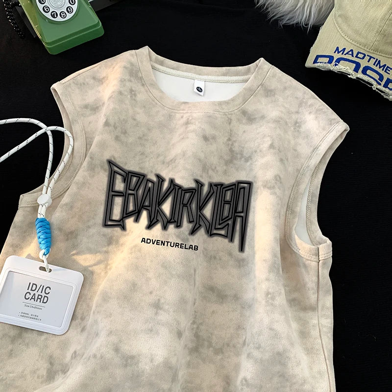 EBAK Tie-dye Sleeveless T-Shirt Apricot, XS - Streetwear T-Shirts - Slick Street