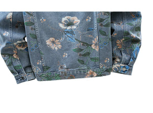Vintage Floral Abstract Art Denim Jacket , - Streetwear Jacket - Slick Street