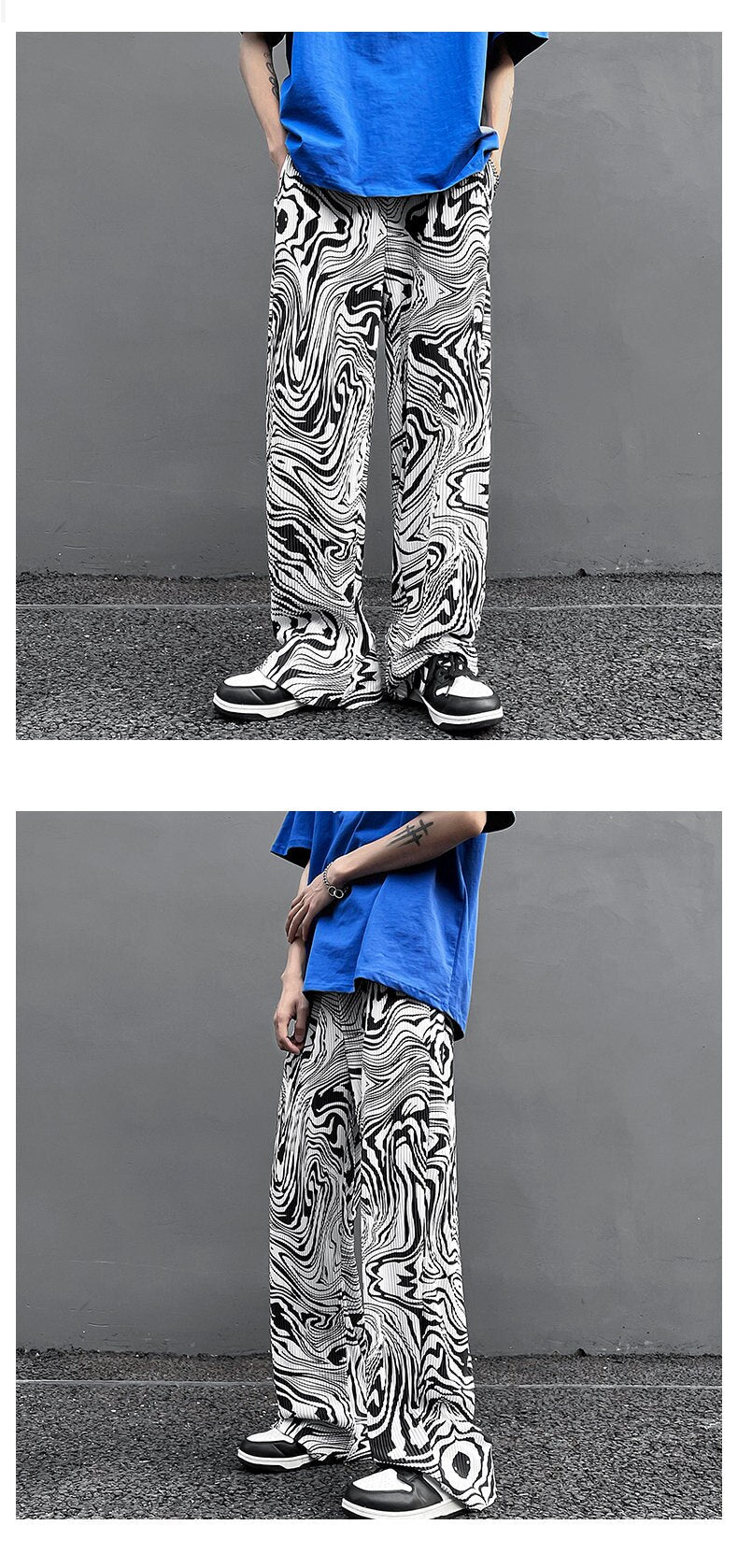 Abstract Waving Vector Art Pants ,  - Streetwear Pants - Slick Street