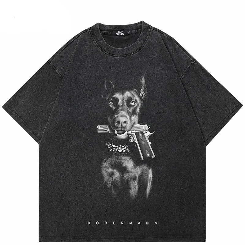 Dobermann Gun Oversized T-Shirt ,  - Streetwear T-Shirt - Slick Street